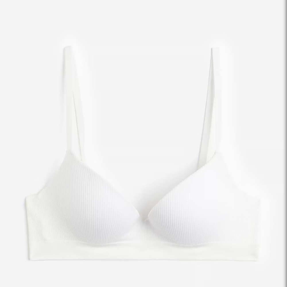 H&M White Ribbed Bralette